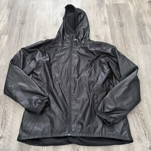 Under Armour Hooded Training Jacket Womens Large Fitted Black Mesh-Lined Light
